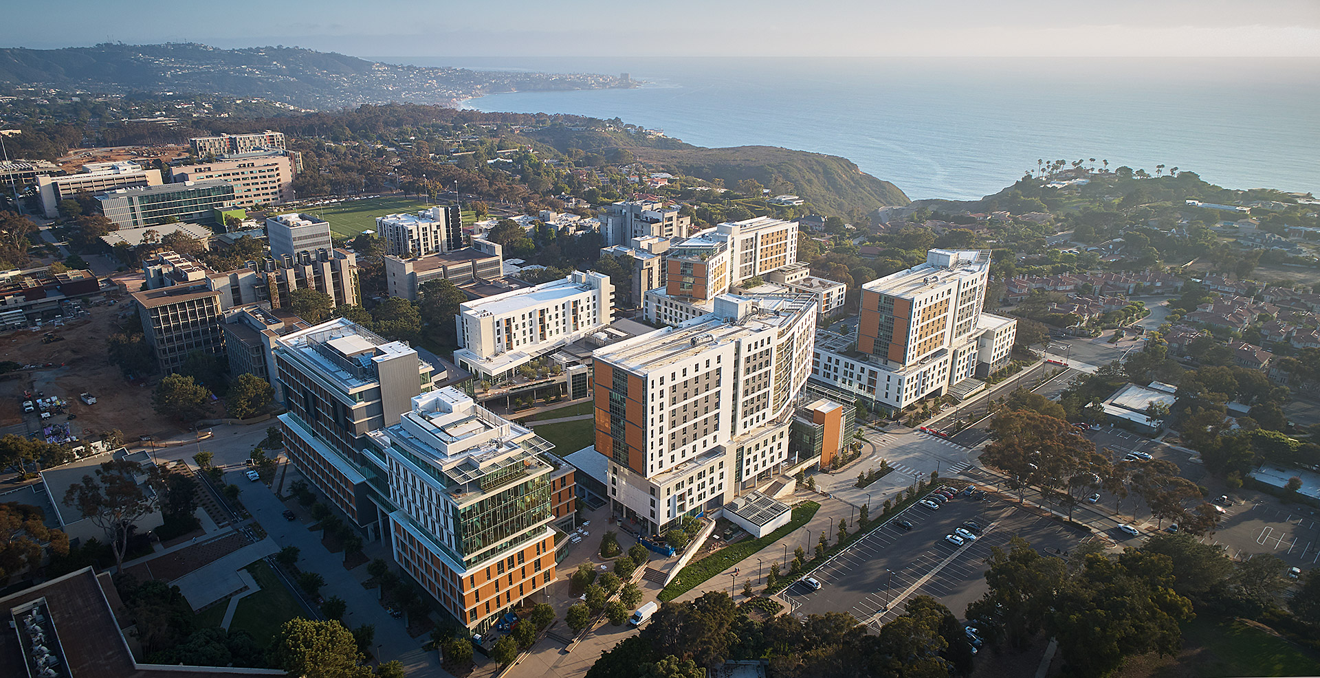 Aerial view of UCSD Torrey Pines Living & Learning Neighborhood in San Diego, CA