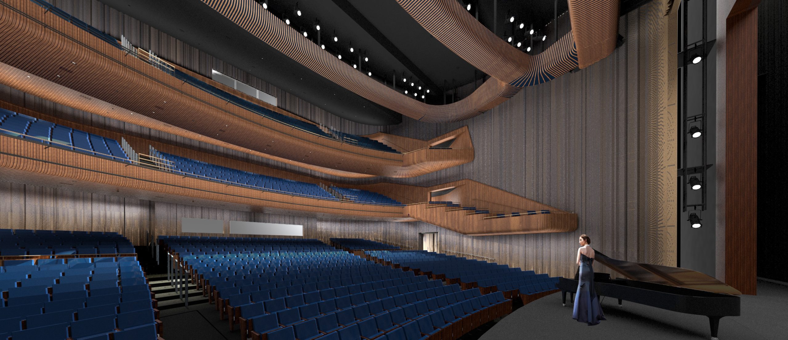 Synergi's mesh cladding featured throughout the main theatre of the Capital One Performing Arts Center